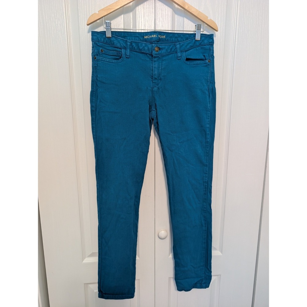 Michael Kors Women's Teal Blue Denim Stretch Jeans Size 10